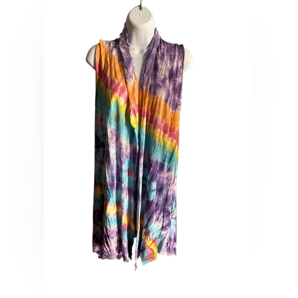 1X/2X.  Sacred Threads Multicolor Tie-Dye Vest. 225316.  CL/GR12